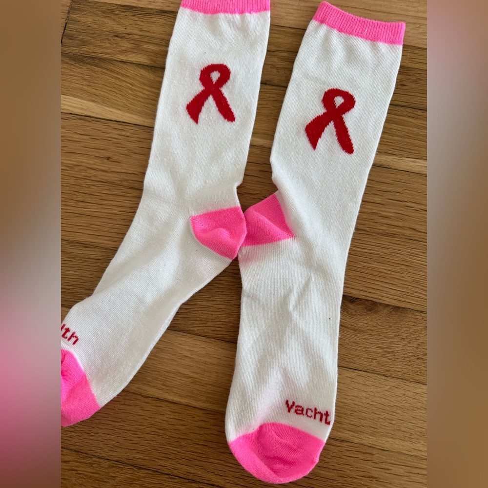 Yacht & Smith Women’s Pink White Red Ribbon Cancer Awareness Month Socks